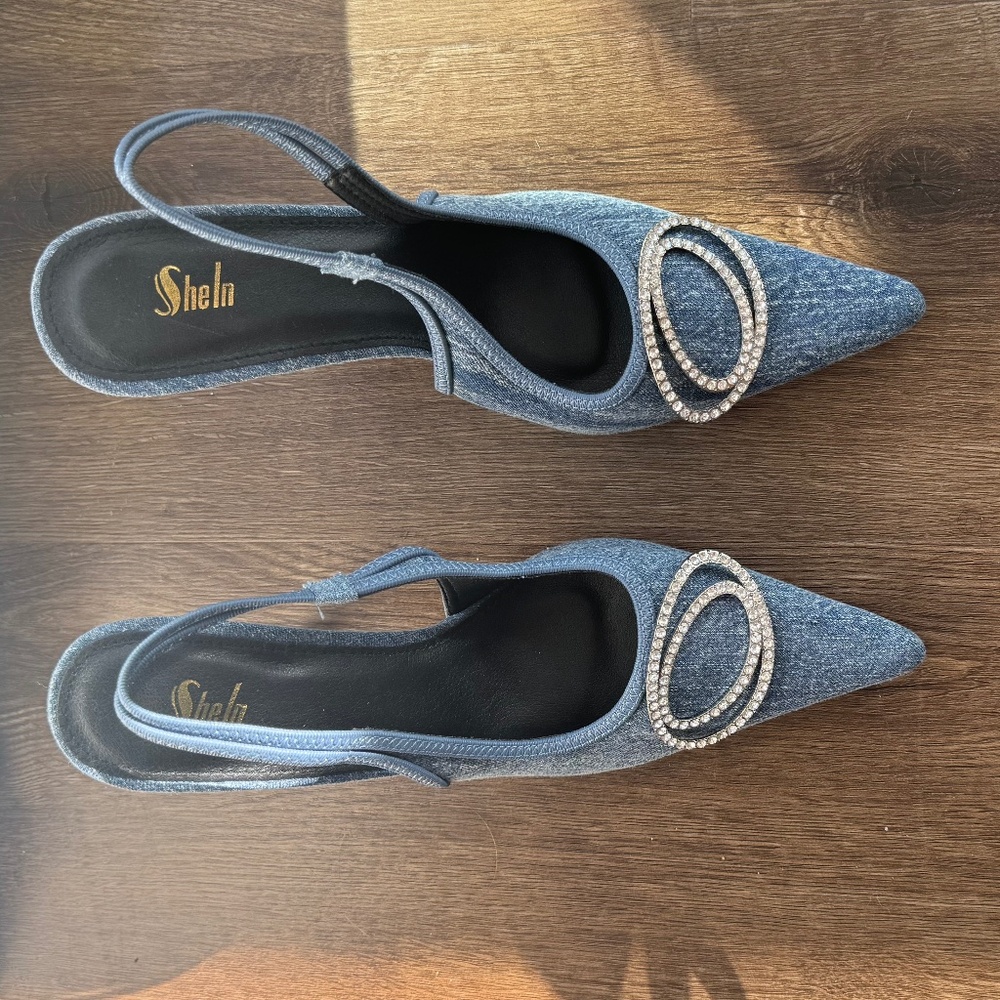 Slingback High Heel Pumps DENIM
